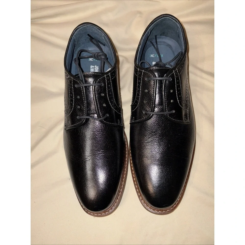New Johnston & Murphy Men's 8.5 M Black XC Flex Raleigh Leather Plain Toe $175